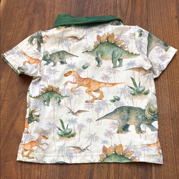 Next Green and Cream Dinosaur 2T Polo Shirt - Picture 4 of 4